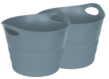 Kreher Set: 2 x Mehrzweckkorb 42 Liter, flexibel und strapazierfähig (Taubenblau)
