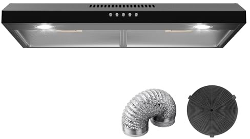 GRACEALL 30 Inch Under Cabinet Range Hood, Ducted/Ductless Convertible Kitchen Extractor, Ultra Slim Stove Vent for Kitchen, Oven Exhaust Fan with Charcoal Filter and Foil Pipe
