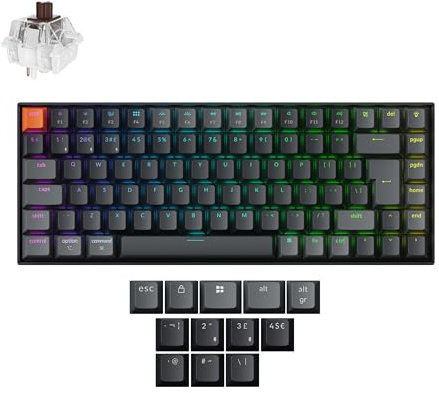 Keychron K2 QMK Custom Wireless Bluetooth/Wired Mechanical Keyboard, Programmable Macro, RGB Backlight with Hot-swappable Super Brown Switch for Mac/Windows/Linux(Version 3) - UK Layout
