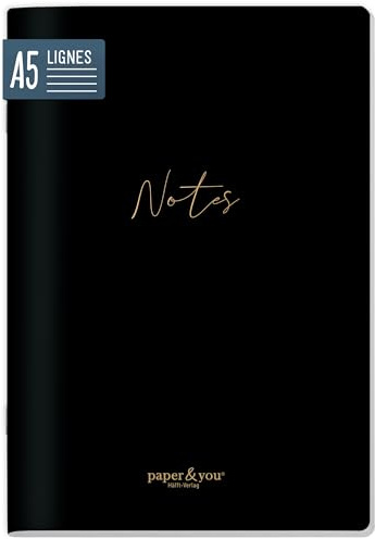 Häfft paper&you® Notizheft Classic A5 liniert für Notizen Black Edition