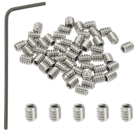 PATIKIL 50 Stück 304 Edelstahl Madenschrauben #4-40x1/8 UNC Grobgewinde | Innensechskant Gewindestifte Set mit Schraubendreher für Türklinken Halterung Möbel Lampen Wasserhahn Reparatur