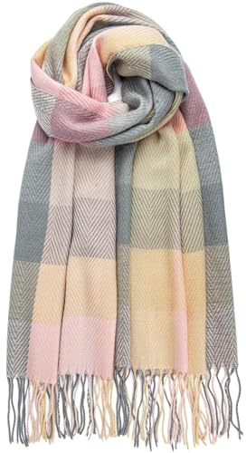 Chalier Fashion Donna Inverno Scozzese Sciarpa Quadri Calde Scialle da Donna Elegante Sciarpa con Frange