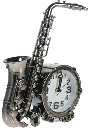 Hemobllo Despertador Forma De Saxofón Retro Reloj Decorativo para Mesita De Noche Sin Pilas para Dormitorio y Hogar