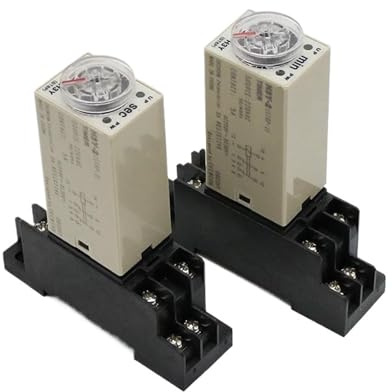 1 interruptor de relé de tiempo H3Y-4 CA 380 V con temporizador de retardo de 0 a 60 minutos/segundos, ajustable 5 A con toma de base, perilla giratoria DPDT (10 minutos)