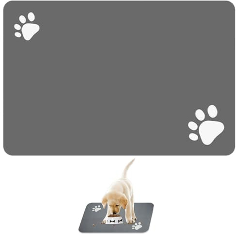 Tappetino Assorbente per Ciotole Cane e Gatto, 40x60 cm, Antiscivolo, Super Assorbente,Tappetino per Alimentazione Pet, Tappeto per Pavimento con Base in Diatomite per Distributore Cibo e Acqua
