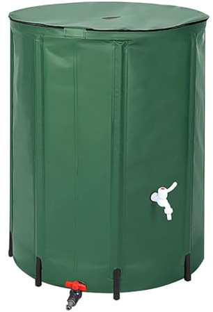 Tonneau de pluie pliable – Conteneur de stockage d'eau portable avec robinet de filtre et kit de trop-plein pour système de collecte de pluie de jardin
