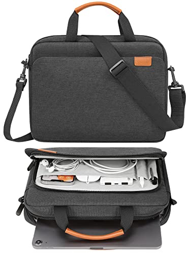 MoKo 13-14 Inch Laptop Shoulder Bag with Carry Handle | Laptop Carrying Case Fits MacBook Air/Pro 13-inch M4 and MacBook Pro 14-inch M3/M2/M1, Black & Gray