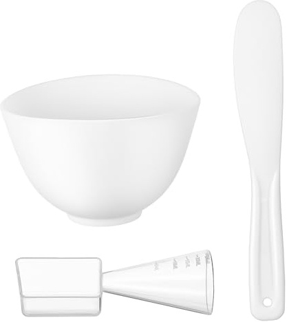 Mikinona Juego de Cuenco y Limpieza Fácil para Viaje para Mascarilla Facial de Silicona Multiusos Blanco Espátula y Cepillo Aplicador para Mezclar Productos de Cuidado