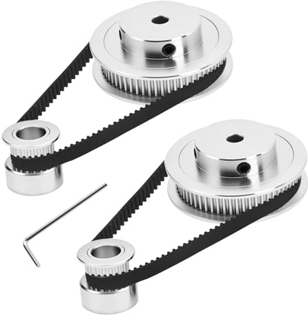 Ollanoos 2 Set GT2-Synchronrädern 2 20-60T-5B-6, 20 & 60 Zähne, 5 mm Bohrung, Aluminium Synchronrad mit 2 Riemen, Länge 200 mm, Breite 6 mm (5mm)