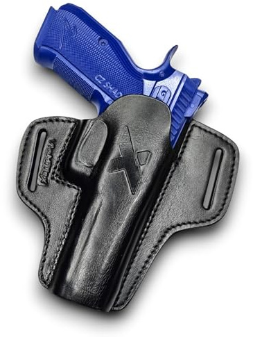VlaMiTex U32 OWB Leder Schnellziehholster für CZ Shadow 2, P09, 97B, CZ 75 SP01, P10F | Optic-Ready (OR) | Pancake Holster | Premium-Leder