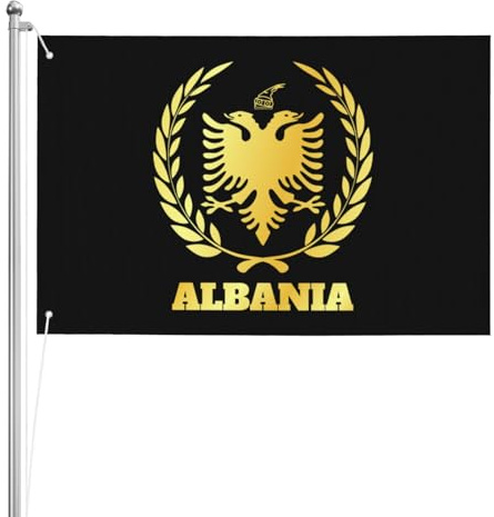 Bandiera Di Benvenuto Albania Albanians Doppia Faccia Bandieradacortile Robuste Segnali Da Giardino Per All'Aperto Patio Decorazioni 3X5 Ft