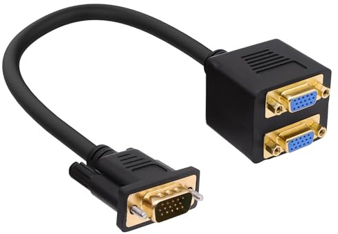 YARCHONN VGA Splitterkabel Dual Monitor 1 Stecker auf 2 Buchse Adapter Konverter VGA Video Kabel D-SUB HD15 Polig Stecker für PC TV Monitor Projektor -30cm