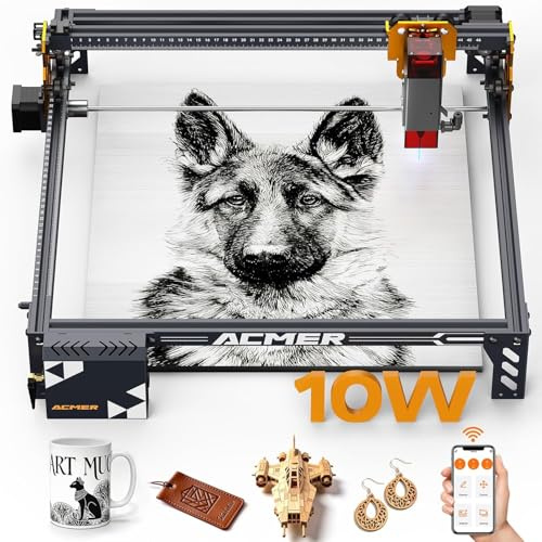 ACMER P1 S Pro 10W Laser Engraver Machine | 380x370mm Large Area, WiFi Control, Class 1,Engraves Wood Acrylic Leather Glass Metal for DIY, Crafts & for Small Business
