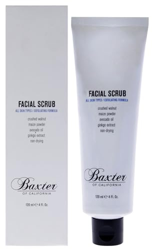 Baxter of California Facial Scrub, Gesichtspeeling mit Walnussschalenpulver für porentiefe Reinigung, mit Honig & Aloe Vera, verfeinertes Hautbild, pflegend vor der Rasur, für alle Hauttypen, 120 ml