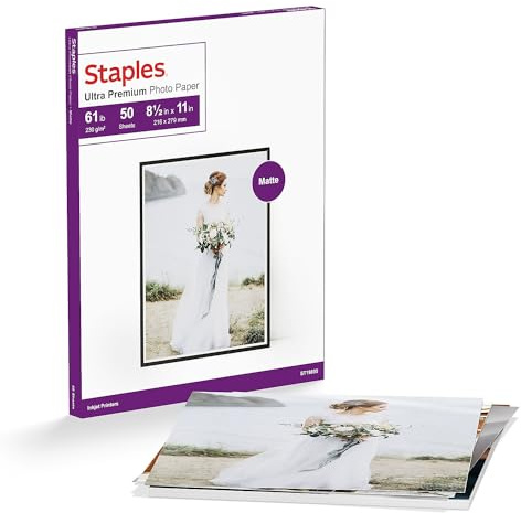 Staples Photo Supreme Paper, 8 1/2 x 11, Double Sided Matte, 50/Pack, For Office, School & Home
