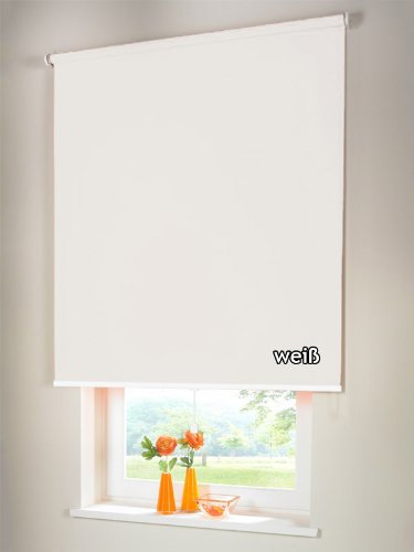 Verdunkelungsrollo Mittelzugrollo Springrollo Rollo Verdunkelung 202 x 260 cm / 202x260 cm weiss