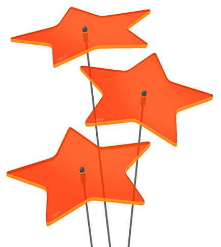 SUNPLAY Sonnenfänger Sterne Stella in ORANGE, 3 Stück je 10 cm Durchmesser im Set + 35 cm Schwingstäbe