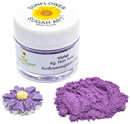 Sunflower Sugar Art Violet Purple Luster Dust Food Coloring - Purple Shimmer Cake Dust Metallic Powder for Cake Decoration, Chocolates, Fondant, Drinks - 4 Grams Vegan Cake Accessories