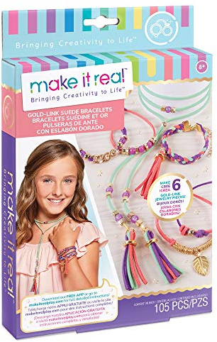 Make It Real 2901207 Armbänder in Velourslederoptik, Bastelset für Kinder, Kreativset für Mädchen, DIY Schmuckset