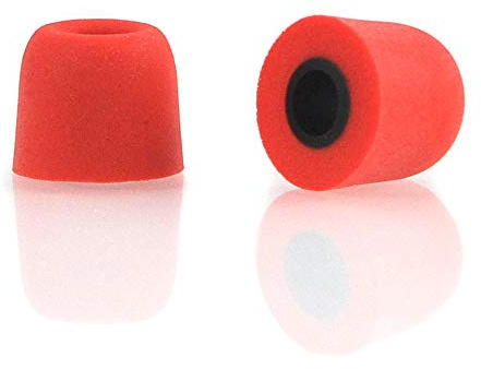 Simoutal 6 Pairs (12 Pieces) 5mm Isolate Noise Replacement Memory Foam Earplugs Sleeves, In-Ear Moniter Earbud Tips T-400 (Medium, Red)