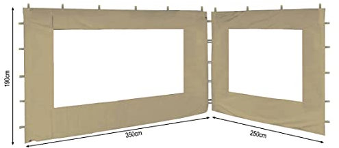 Quick Star 2 Panneaux latéraux avec fenêtre en PE 250 / 350x190cm Beige pour Gazebo 3x4m