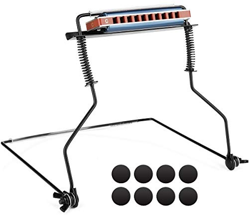 Eison Mundharmonika-Halter, 10 Löcher, schwarzer Hals, freihändig mit Filz-Pads