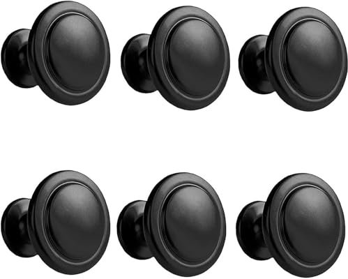 Kalolary 6 Pack Cabinet Knobs Round Mushroom Single Hole Drawer Knobs Furniture Knobs for Door Cupboard Kitchen Pull Handle with Screws (Black)
