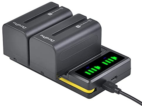 DuraPro 2 x 5200 mAh NP-F750 NP-770 Akku + LED Dual Bulit-in USB-Ladegerät mit Typ-C-Anschluss für Sony NP-F330 NP-F550 NP-F570 NP-F750 NP-F770 NP-F960 NP-F970 CCD-SC5 CCD-TRV DCR-TRV Serie Camcorder