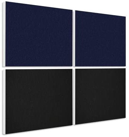 platino24 Schallabsorber COLORE aus Basotec G+ I Akustikpaneele mit Akustikfilz I 4 Wand-Paneele in Nachtblau + Schwarz I Akustikplatten zur Schalldämmung in Büro, Studio & Wohnung