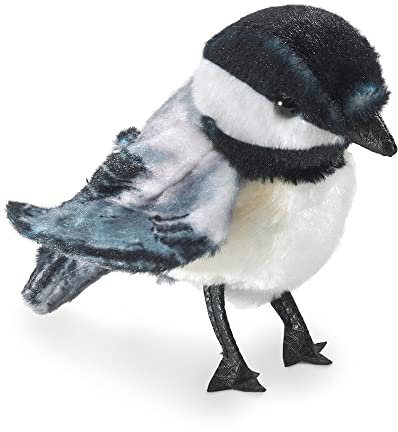 Folkmanis Finger Puppet Mini Tit/Mini Chickadee 2787, Weiß, Schwarz, Grau