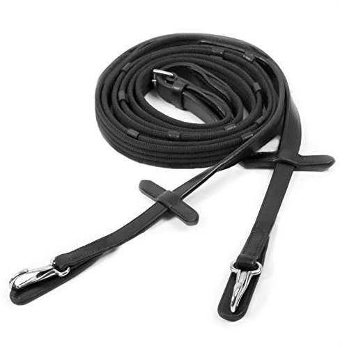 Schockemöhle Sports NEO Gurtzügel Clip, Trensenzügel 19mm mit Clip Beschläge Silber, Größe Warmblut, Farbe schwarz