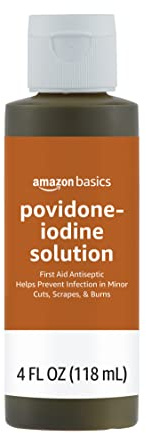 Amazon Basics First Aid Antiseptic, 10% Povidone Iodine Solution, Unflavored, 4 fl oz (Previously Solimo)