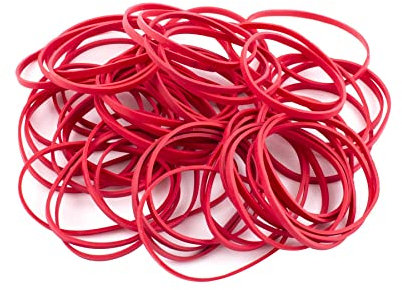 D.RECT - Rubber Bands | 100 g Bag | 50 mm Diameter Wide 3 mm Rubber Ring Bands for Household, Work, Office Reusable Durable Durable Stable Red