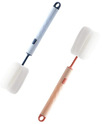 2-Piece Sponge Bottle Cleaner Brushes - Long Handled, Detachable, For Cleaning Cups & Bottles