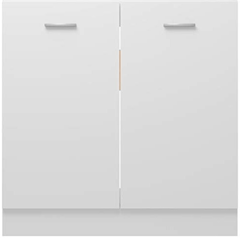 Gecheer Spülenunterschrank Küche Schrank mit Regalboden Küchenzeile Küchenmöbel Küchenschrank Küchenunterschrank Holzwerkstoff Weiß 80x46x81,5 cm