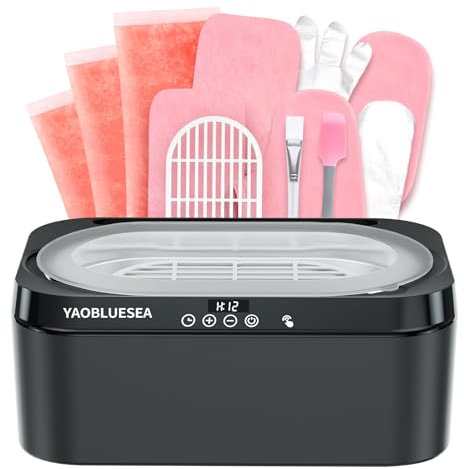 YAOBLUESEA Paraffinbad Set, Paraffinbad Wachsbad für Hände und Füße 200W 4000mL Professioneller Paraffinbäder mit 3x450g Paraffinwachs und Zubehör Schwarz