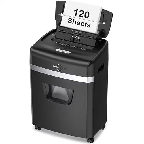 BONSEN Paper Shredder for Office, 120-Sheet Auto Feed Shredders for Home Office Use, P-4 Security Level Micro Cut Shredding Machine, 30 Minutes, 6 Gallon Bin (S3110)
