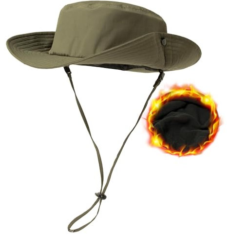 TOP-EX TOPEX XL/XXL Unisex wasserdichte Outdoor Hut Herren Wintermützen Warmes Fleecefutter UV-Schutz Sonnenhüte mit breiter Krempe Safari-Hut Angeln Wandern Boonie-Hüte 94600_Army Grün L/XL