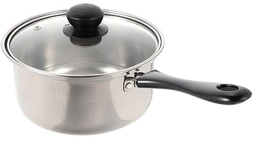 HEMOTON 1 Set Pentola in Acciaio Inossidabile Lattiera in Acciaio Inox Pentola Per Il Latte Sul Fornello Pentolino Per Il Latte Con Coperchio in Vetro Stufa Bambino Multifunzione Bicchiere