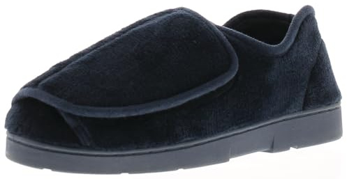Dr Keller Velvit Men's rip tape Fastening Wide Fit Memory Foam Warm Full Slipper (UK Footwear Size System, Adult, Men, Numeric, Wide, 8)