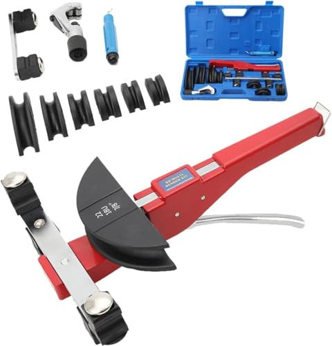 CDZHLTG Cintreuse Manuelle de Tubes 6-22mm, Cintreuse à Cliquet de Tubes Manuelle 7 Matrices Machine Pliage de Tubes 0-90° avec Coupe-Tube, Fraise dEbavurage, pour Aluminium, cuivre Pliage