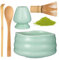 Zanfqvo Te Matcha Kit - Matcha Set 5 Piezas con Chasen Bambu Matcha, 2 Cucharas de Matcha, Porta Batidor y Cuenco te Matcha - Accesorio de Ceremonia de Matcha Japonés (Cian)