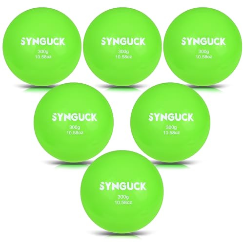 SYNGUCK Plyometrische gewichtete Bälle für Baseball- und Softball-Trainingsset (300 g), Gewicht Plyo-Basebälle für verbessertes Kraft- und Pitching-Training für alle Fähigkeitsstufen, 6 Stück