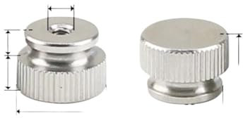 AYYSSM 1 pz. Dado zigrinato a Testa Tonda/Piatta in Acciaio al Carbonio nichelato M3 ~ M8 Foro cieco/Foro Passante Dadi a serraggio Manuale ad Alto Gradino(Blind Hole(Flat),M4xD13xH9)