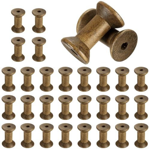 QUARKZMAN 30 Pcs Carrete De Madera Para Manualidades, 2/50 mm Carretes De Madera Vacíos Sin Acabar Carretes De Cinta De Madera Para Arte, Hilo Cuerda Cinta,Decoración Del Hogar (Marrón)