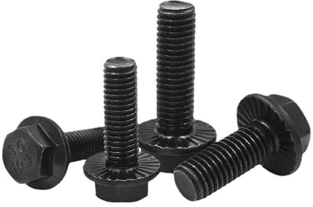 Smartsails 10Pcs M10 x 16mm Hex Serrated Flange Bolts, Hex Serrated Flange Screws, Full Thread, Grade 10.9 Carbon Steel with Black Oxide Finish