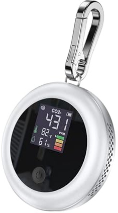 Détecteur de Gaz, Moniteur de dioxyde de Carbone de la qualité de l'air + Alarme avec testeur de CO2 400-5000 PPM-NDIR (Noir)(Blanc)