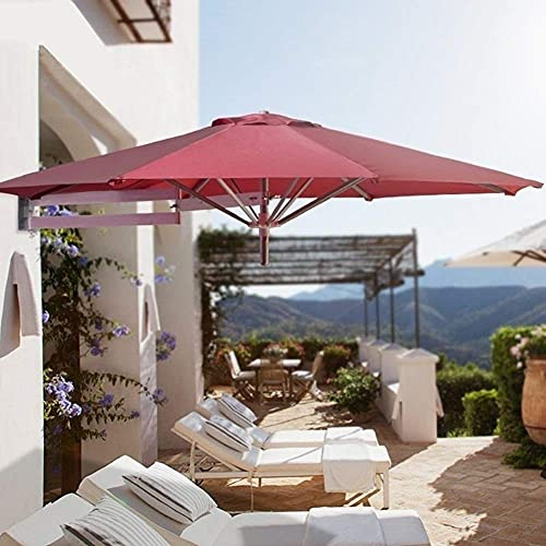 CAFIEDR Parasol Mural Rouge vin, Grande Housse de Protection résistante aux intempéries avec 8 Baleines Robustes, pour Jardin, Piscine, terrasse
