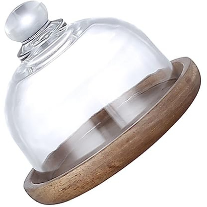 MOTHNUR Wood and Glass Dessert Display Plate for Snack Serving for Fruit Dish Presentation Portable for Breakfast Plate Use