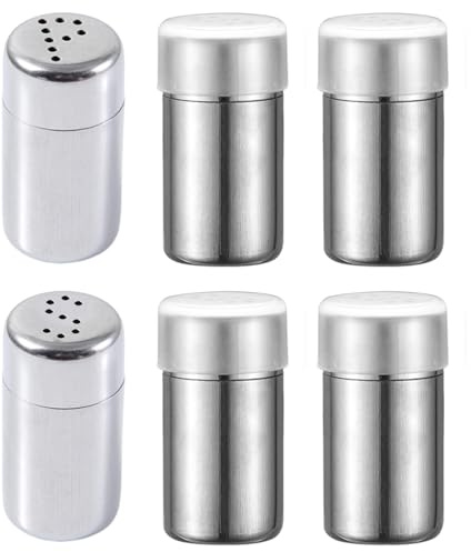 TAKONE Mini Salz Pfefferstreuer 6 Stück Edelstahl Mit Deckel | 6 Stück, Edelstahl 410, mit Deckel, nachfüllbar, für Camping & Reisen